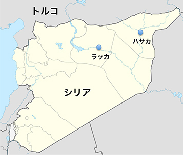 話を聞いた人びとの出身地：ハサカ、ラッカ