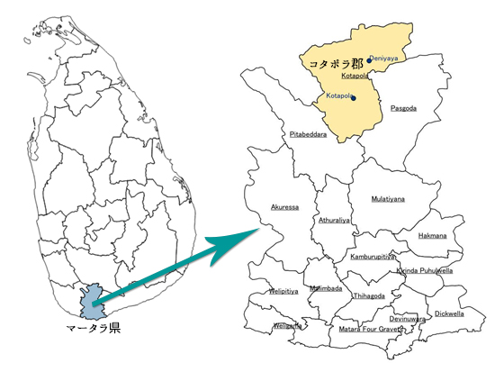 南部マータラ県の支援地マップ